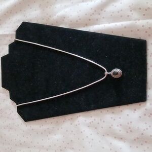 Vintage 925 Silver Onyx Stone Crystal Pendant Necklace